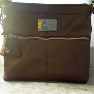 Nine West Brown Faux Leather Crossbody Bag